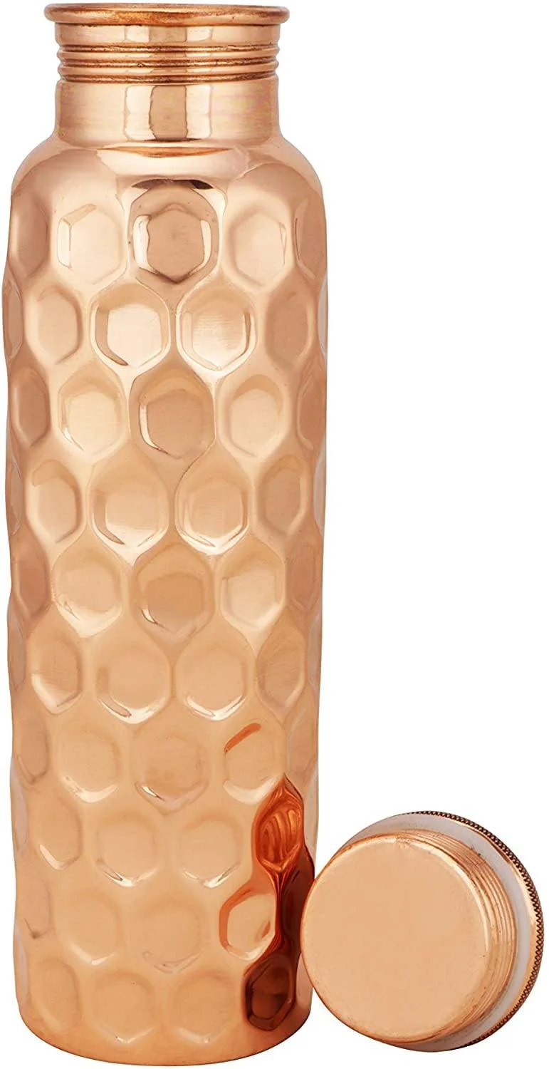 Perilla Home 100% Diamond 1 Litre Pure Copper Bottle With Leak Proof Contains Ayurveda Health Benefits For Drinking Water For Men Women Gym Yoga | Travelling | Hiking | Indoor | Outdoor | Office |