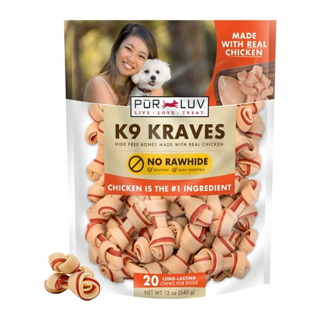 PUR LUV K9 Kraves Chicken Mini Bone Treats for Dogs  20 Count