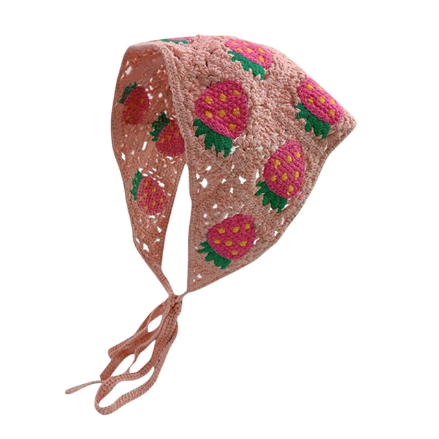Hand Crocheted Hook Flower Hollowed Out Triangular Scarf Sweet And Cute Tie Hair Turban Hat