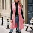 thumbnail image 2 of Women's Sleeveless Suede Long Vest Casual Lapel Open Front Duster Vest Color: Pink Size: XXL, 2 of 9