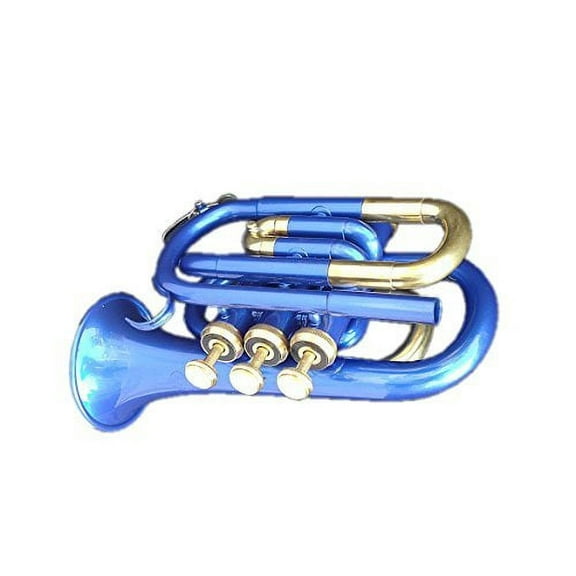 Pocket Trumpet Brass Made B Flat W/Case   MP Blue,.-78