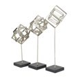 thumbnail image 6 of 14", 20", 17"H Silver Marble Geometric Sculpture with Marble Base, by CosmoLiving by Cosmopolitan (3 Count), 6 of 8