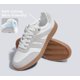 thumbnail image 3 of Zapatillas LUCKY STEP para mujer, clásicas, retro, suela de goma, piel blanco/gris, 3 of 8