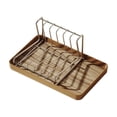 thumbnail image 2 of Kitchen Countertop Dish Drying Rack with Drip Tray, Brown Plastic Bowl & Utensil Organizer, Divided Storage, 30 x 19 x 11 cm, 2 of 6