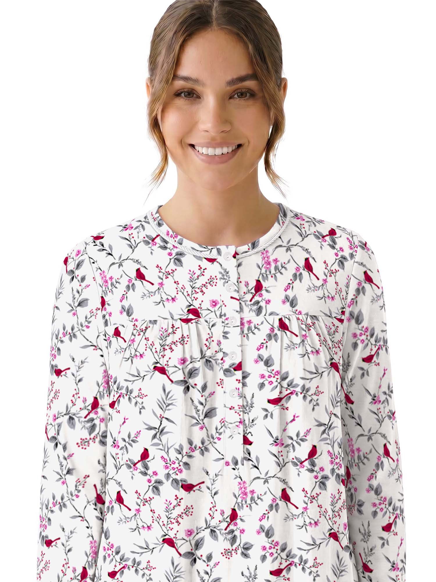 Aria Women’s Long Sleeve Stretch Velour 44" Sleepwear Nightgown, Sizes XS-5X