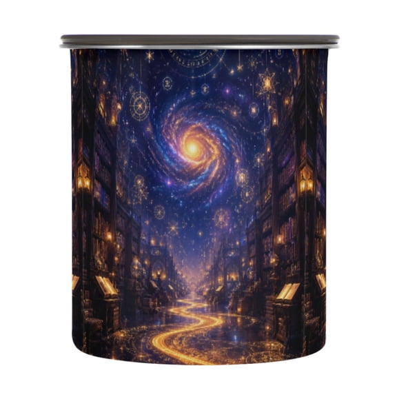 Stainless Steel Food Storage Canister Airtight Vacuum Seal Container with Silicone Gasket Galactic Celestial Pattern 900ml