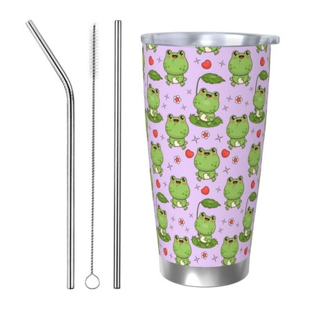 

Logiee Happy Frogs1 Print 20OZ Car Cup with Lid Stainless Steel Vacuum Insulated Double Wall Travel Tumbler Durable Insulated Coffee Mug Thermal Cup with Straw-Straw Three-piece Set