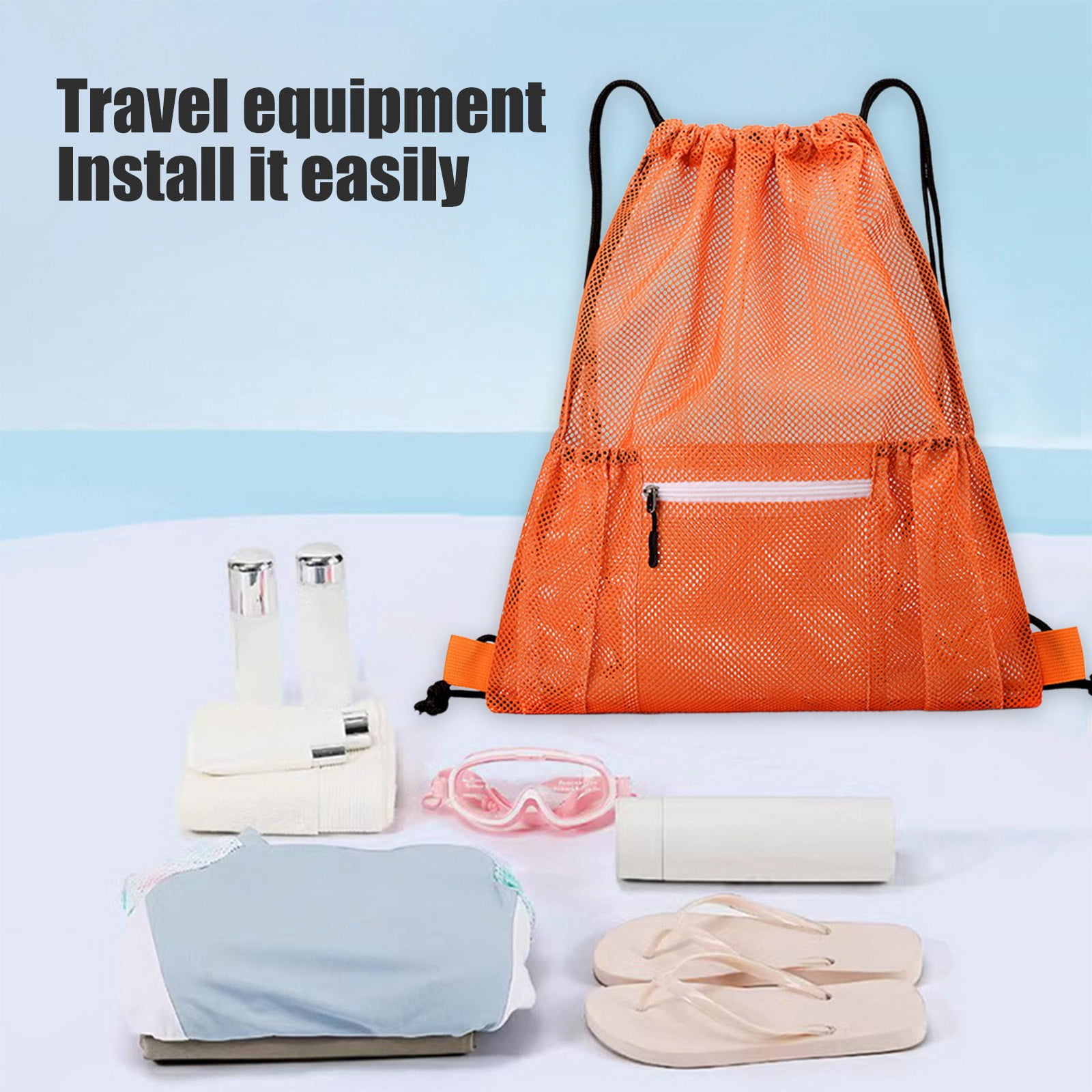 Mesh Drawstring Backpack Gym Bag with Shoes Compartment for Soccer