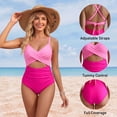 thumbnail image 5 of SOMER Women's One Piece Swimsuits Tummy Control Cutout High Waisted Bathing Suit Wrap Tie Back 1 Piece Swimsuit, 5 of 8