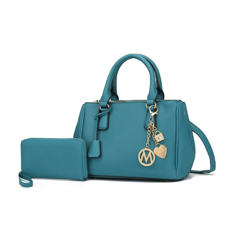 MKF Collection Elsa Vegan Leather Women’s Satchel Bag by Mia K. - Turquoise