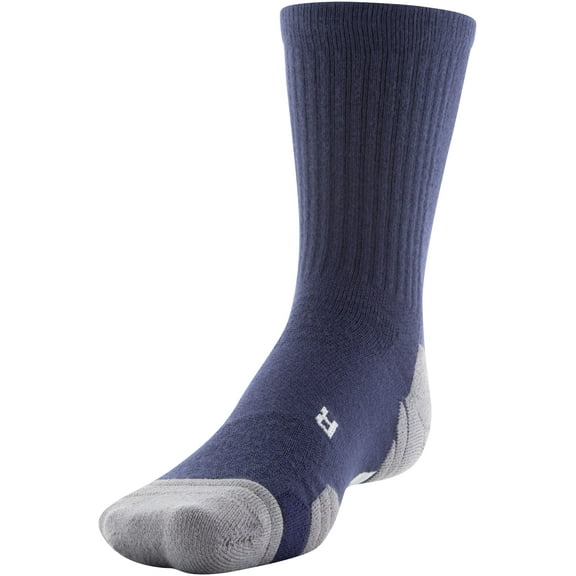 Under Armour Adult Team Crew Socks, 1-Pair, Midnight Navy/Graphite/White, Medium