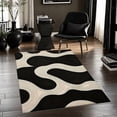 thumbnail image 4 of Black And Cream Abstract Wave Pattern Area Rug, 4 of 5