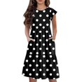 thumbnail image 3 of Girls Summer Sundress Casual Striped Midi Dress with Pockets Short Sleeve A-Line Summer Dress for Everyday Wear ,Sie:90, 3 of 9