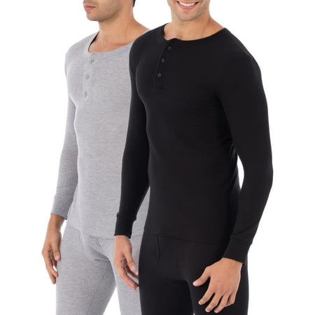Big Men's Classic Henley Thermal Baselayer Top, Value 2 Pack Shirt (2 Henley Shirts)