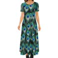 thumbnail image 1 of Robe Design Plume de Paon Bleue Animal Esthétique Bohème Longues Robes Femme Soirée Maxi Robe Idée Cadeau, 1 of 5