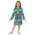 thumbnail image 6 of FORMRS Niños Bathrobe Unisex Hooded Robe Soft Plush Pajamas Sleepwear, Size 10-12T, Green Forest Pattern, 6 of 7