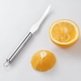 thumbnail image 4 of Pelador curvo de acero inoxidable con doble filo dentado, pelador y extractor para postres y frutas ácidas, 1 unidad, 4 of 8