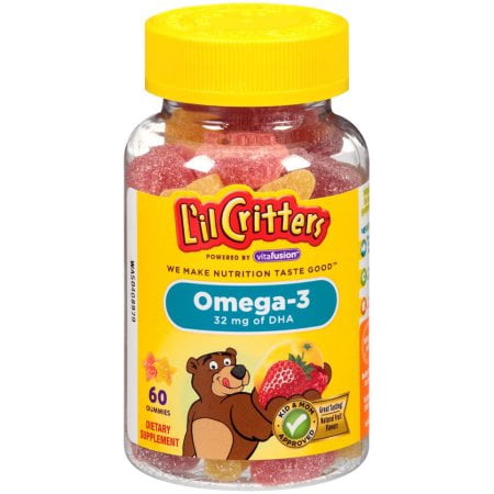 (3 Pack) L'il Critters by Vitafusion Omega-3, 32 Mg DHA, 60