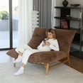 thumbnail image 4 of Magic Home 47.24" Oversized Accent Chairs, Sofa Chair, Comfy Recliner Reading Accent Armless Chair for Living Room, Chaise Lounge Chair with Removable Upholstered for Reading Bedroom, Brown, 4 of 15