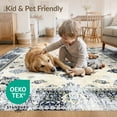 thumbnail image 4 of ODIKA 4'x6' Washable Area Rug Stain Resistant, Low Pile, Easy Care Oushak Medallion Distressed Vintage Scrollwork Bordered Traditional for Dorm Room, Small Living, 4 of 7