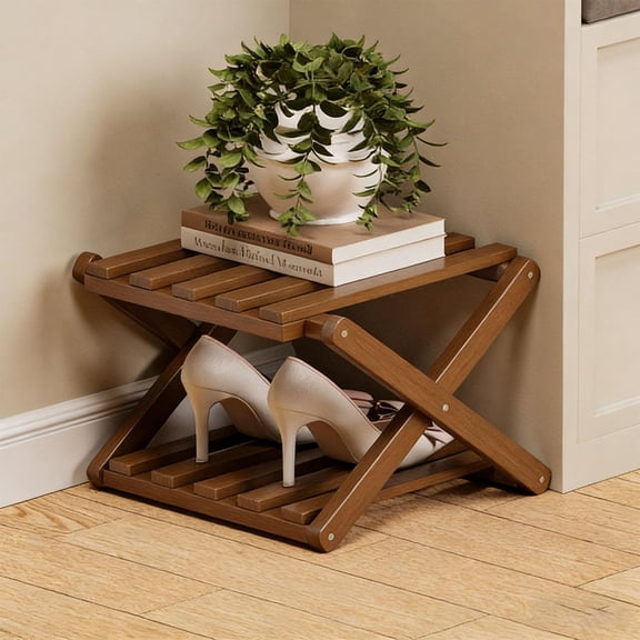 Bamboo Shoe Rack, Vertical Wooden Shoe Organizer for Entryway, Multifunctional Space Saving Foldable Storage Shelf
