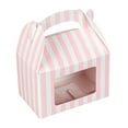 thumbnail image 2 of Restaurantware Gable Gift Boxes Pack of 100 Paper Treat Boxes 4 x 2.5 x 2.5 Inches With Window, Disposable Pink and White Containers, Freezer-safe, For Weddings or Birthdays, 2 of 10