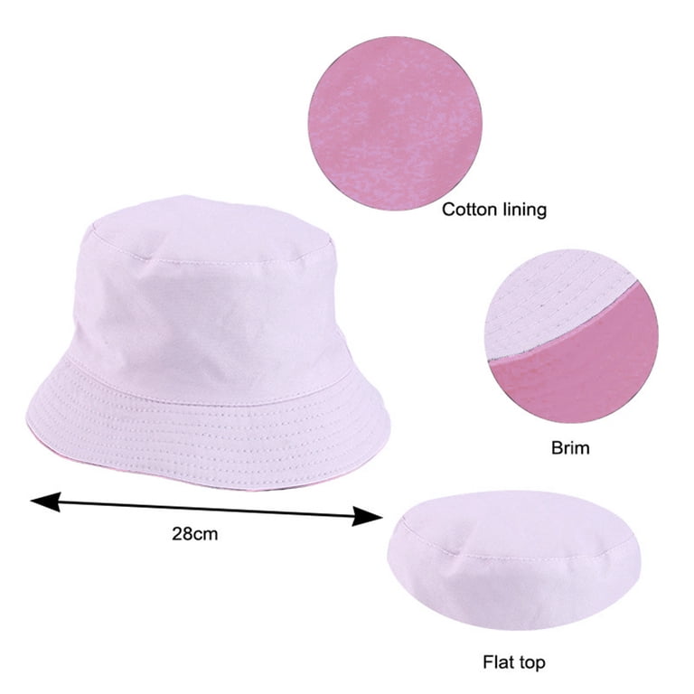 Reversible Cotton Bucket Hat Unisex Double-Sided Sun  display picture 3