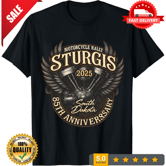 Sturgis 2025 85th Anniversary T-Shirt HD – Motorcycle Rally South Dakota Tee, CROWD FAVORIT-TH76299