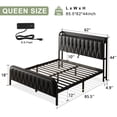 thumbnail image 3 of iPormis Queen Bed Frame with Type-C & USB Ports,12" Underbed Storage Space， Metal Platform Beds, with Faux Leather Upholstered Headboard & Footboard,Black, 3 of 8