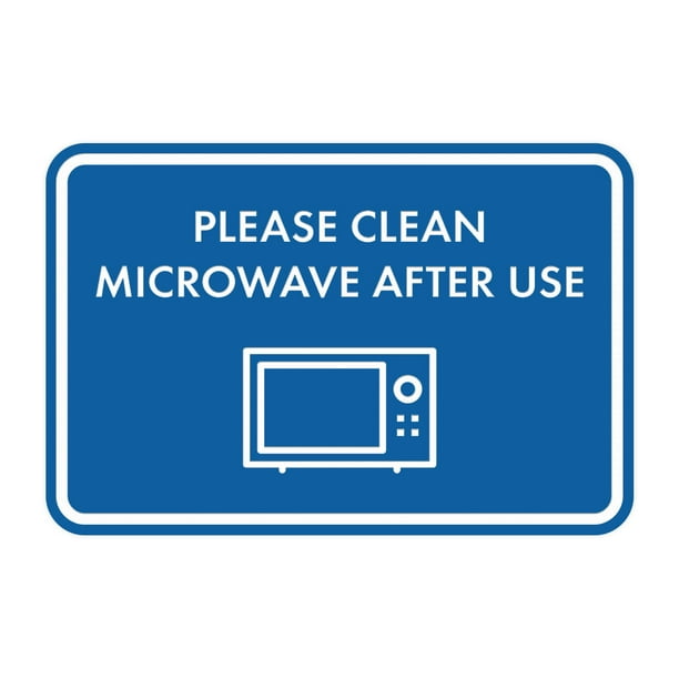 Classic Framed Please Clean Microwave After Use Sign (Blue) Medium