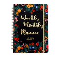thumbnail image 2 of BAETEUY Weekly Planner 2024 Monthly Planner Flower Print Coil Design Planner Notebook for Home School Office, 2 of 8