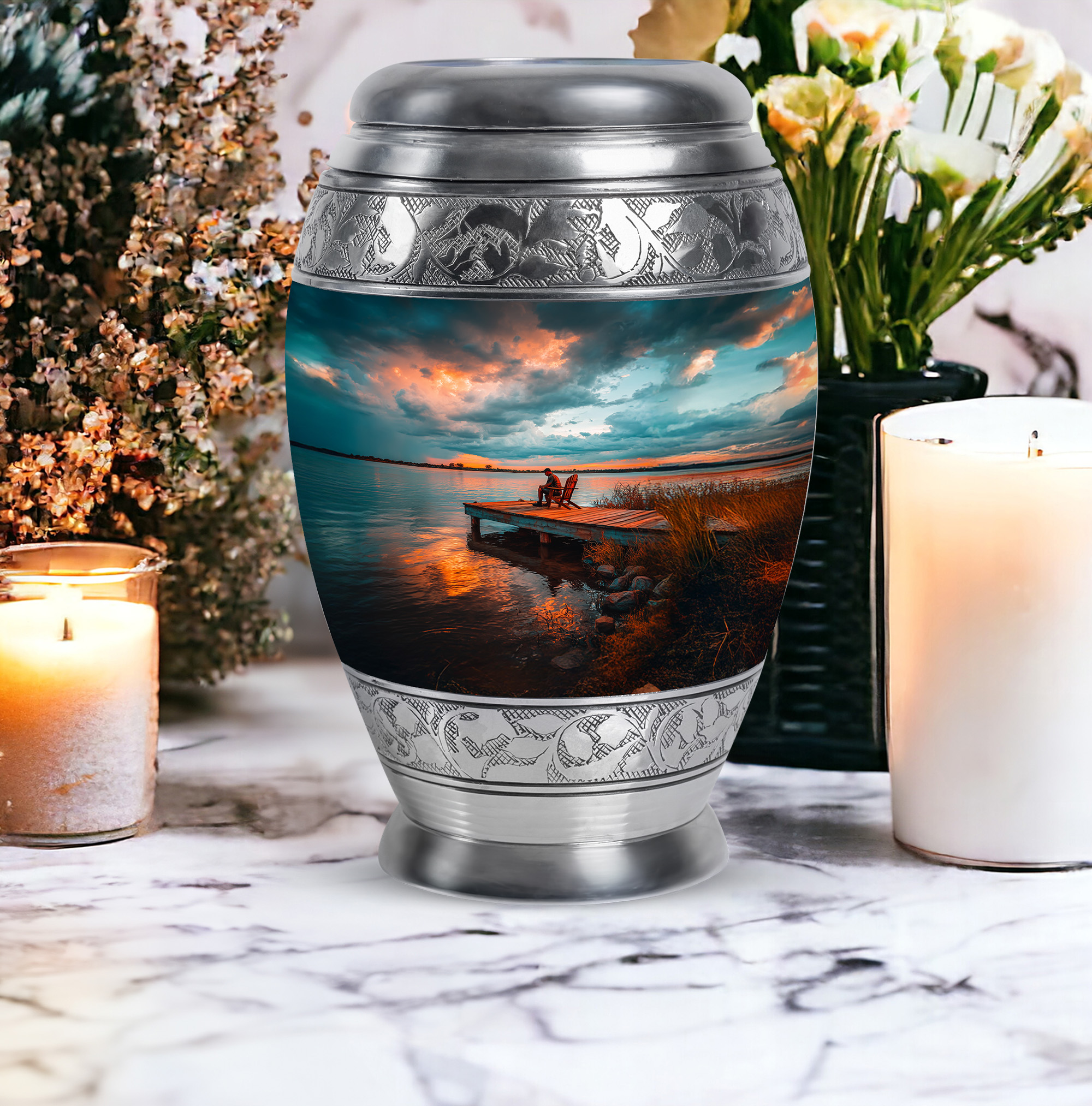 SABURIAL Fishing Urn - Mini Cremation Urns For Human Ashes Adult Women - Little Funeral Urn For Ashes Adult Male - Small Burial Urns For Men - Combo Of 10 Inch & 3 Inch