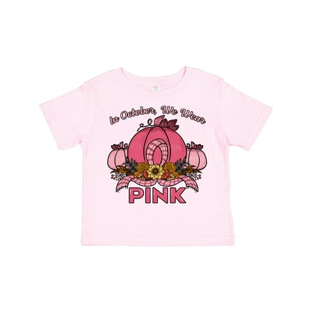 

Inktastic In October We Wear Pink with Ribbon and Pink Pumpkins Gift Toddler Boy or Toddler Girl T-Shirt