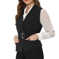 thumbnail image 6 of Aueoeo Womens Casual Cardigan Vests Open Front Sleeveless V Neck Business Jacket Solid Color Waistcoat, 6 of 9