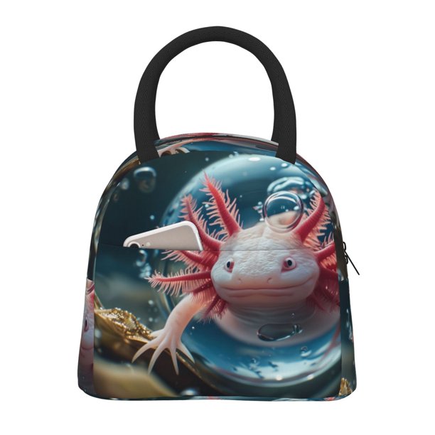 Fotbe Bubbles Axolotl Fantasy Bolsa de Almuerzo con Estampado, Lonchera Aislada, Contenedor de Comida Reutilizable Tipo Cooler a Prueba de Fugas