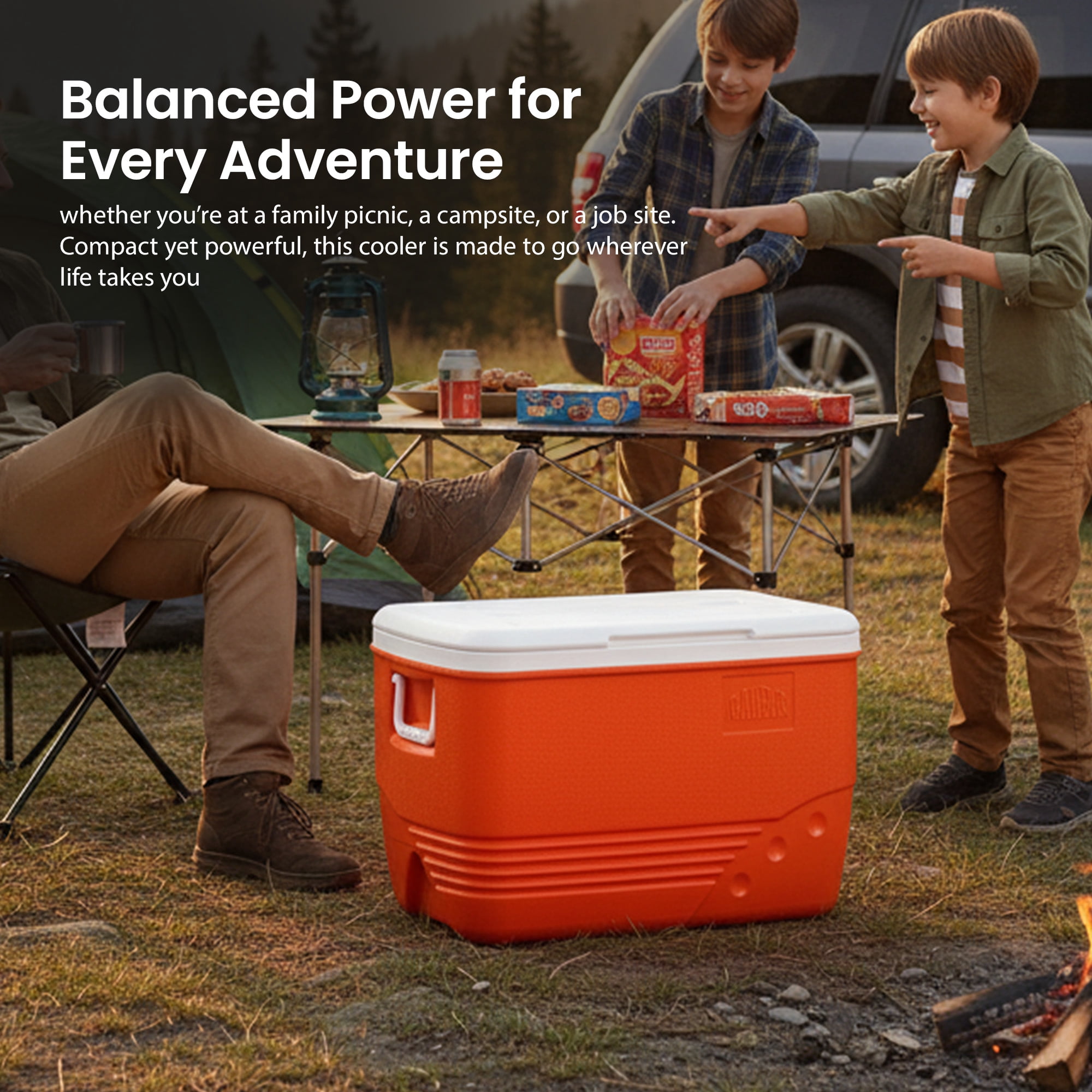 Rahber 31.7 Qt Ice Cooler Insulated Ice Chest Box, Hard Sided Portable with Retractable Handle