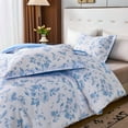 thumbnail image 4 of Koniroom 3 Pieces Blue Floral Comforter Set Queen Size, Vintage Botanical Bedding Sets with Farmhouse Style Flowers for Women Girls, 4 of 9