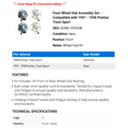thumbnail image 2 of Front Wheel Hub Assembly Set - Compatible with 1997 - 1998 Pontiac Trans Sport, 2 of 2