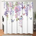 thumbnail image 6 of SUNOLIFE Purple Butterfly with Floral Shower Curtain Spring Lavendar Flowers Waterproof Fabric Bathroom Curtain 72x72 in, 6 of 9