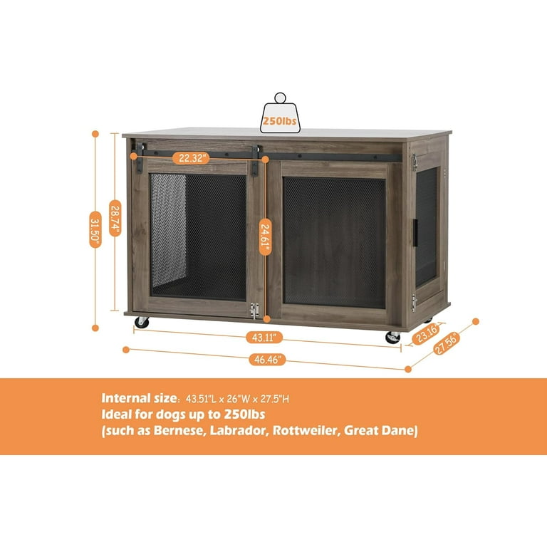 Coewske 47'' Wooden XL Dog Crate Furniture Dog Kennel Cage w