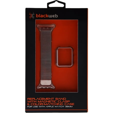 Blackweb Mesh Replacement Band And Bumper For Apple Watch, 38Mm, Silver