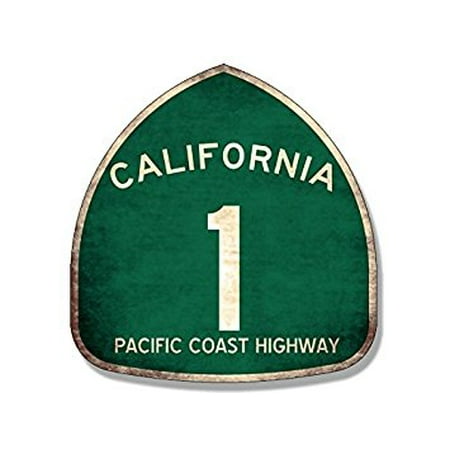 VINTAGE Pacific Coast Highway 1 Sign Shaped Sticker Decal (pch california route) 4 x 4