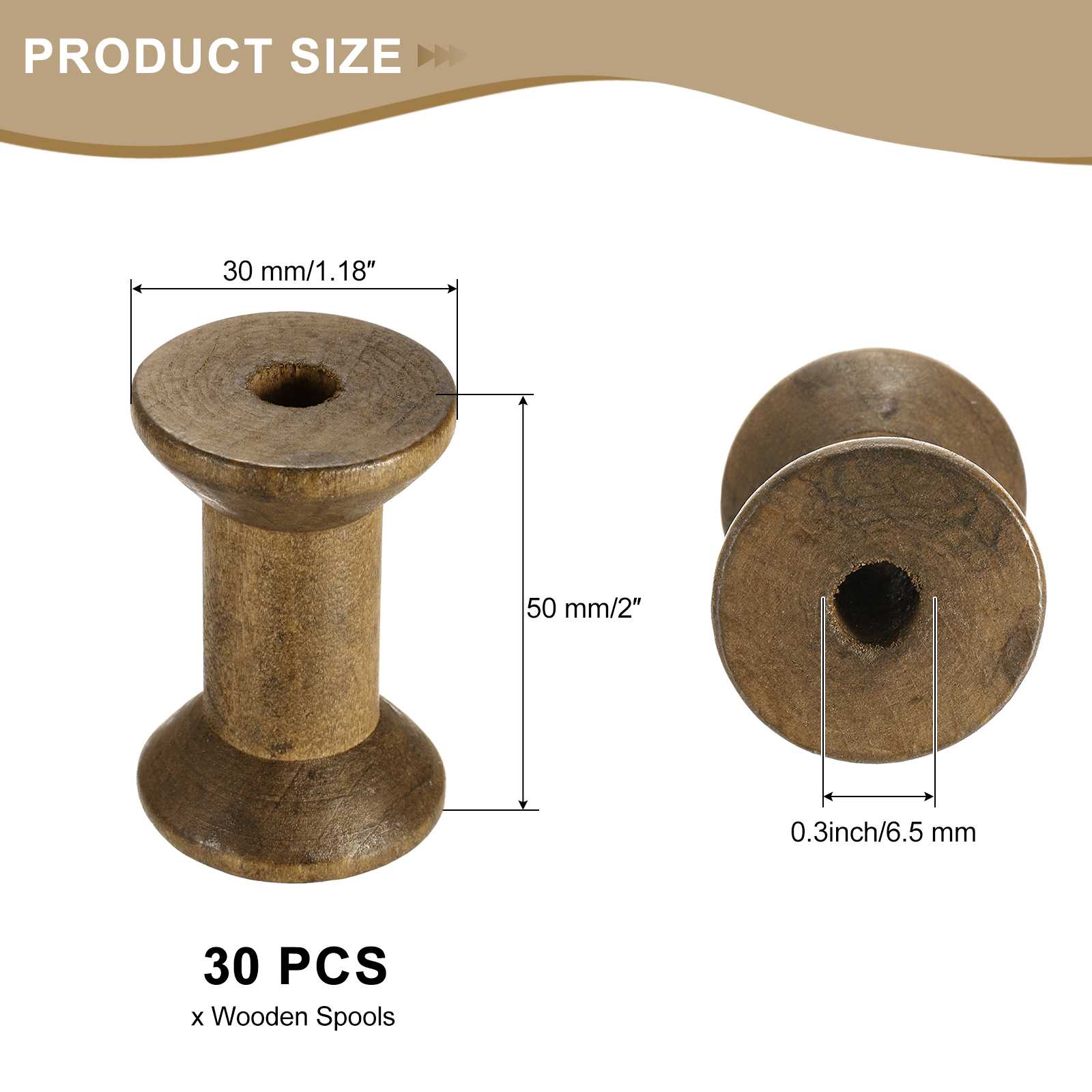 Unique Bargains Wooden Spool Craft Unfinished Ribbon Spools Art DIY Crafts Brown