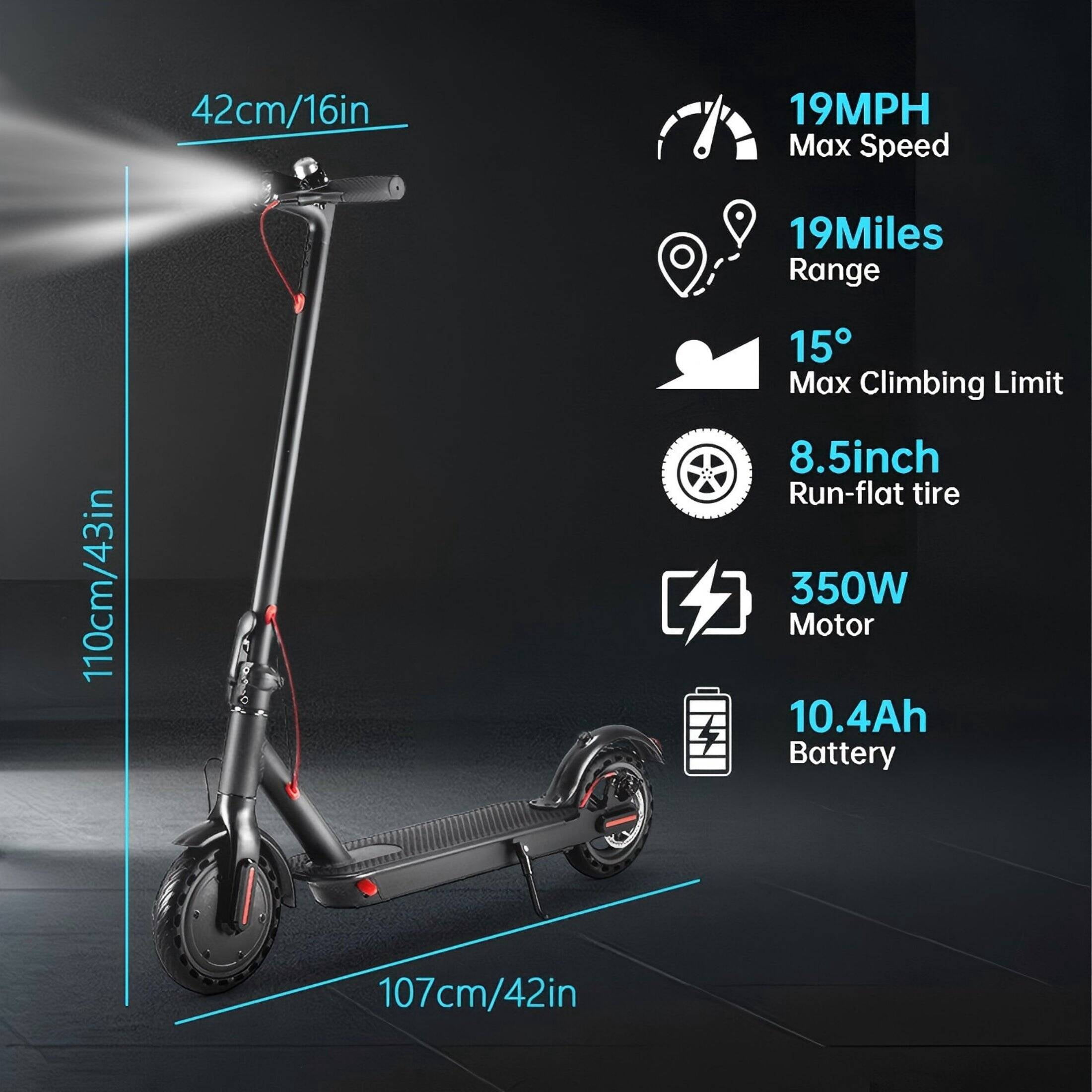 SAY YEAH Electric Scooter,Electric Scooter for Adults with 8.5" Solid Tires,Folding Commuting Adult Scooter with Braking System and App,Up to 19 MPH
