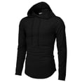 thumbnail image 2 of H2H Mens Casual Slim Fit Lightweight Slub T-Shirt Hoodie BLACK US 2XL/Asia 3XL (CMOHOL080), 2 of 6