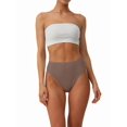 thumbnail image 2 of Women'S Large Size Cotton Half-Cover Hip High Waist Solid Color High Slit Briefs Camel M, 2 of 9