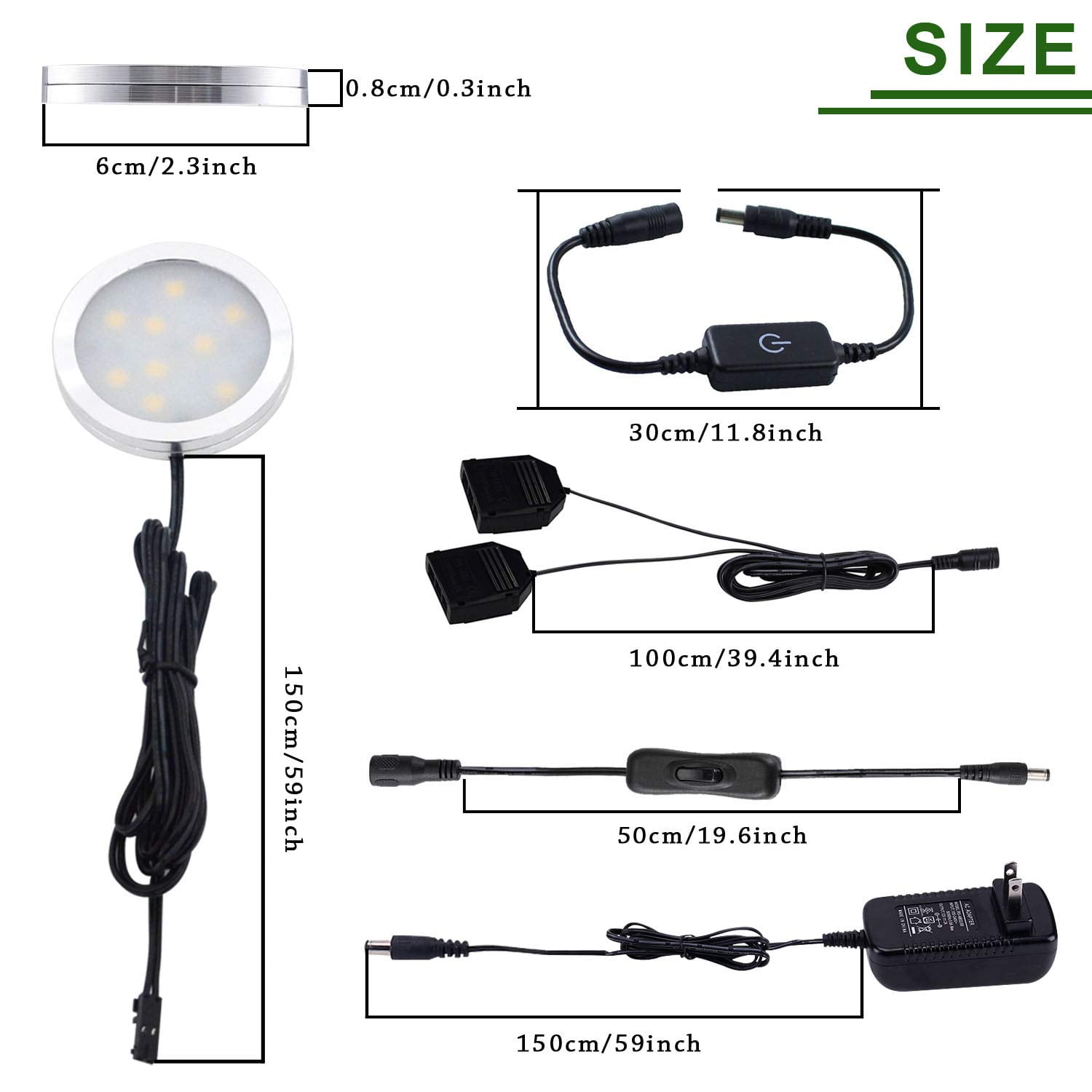 Dimmable Under Cabinet LED Puck Lights Kit with Touch Switch - 6 Warm White Lights for Kitchen, Cupboard, and Closet Lighting