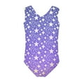 thumbnail image 2 of FOR U DESIGNS Quick Dry Purple One-Piece Swimwear Moon Star Dancing Athletic Leotards Summer Kids Gymnastics Swimsuit Fashion Girls V Neck Bathing Suit Size 5-6, 2 of 8
