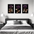 thumbnail image 3 of ZHONGYUTONG Rose Gold Wall Art Set of 3 Black and Gold Flower Painting Prints Red Rose Canvas Pictures Floral Bathroom Bedroom Home Decor Framed (12.00" x 16.00" x 3PCS), 3 of 4