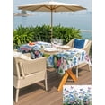 thumbnail image 5 of Outdoor Tablecloth with Umbrella Hole for Patio/Picnic/Party/Camping, Blue Spring Floral Waterproof Table Cloth Rectangle Table Cover Washable, Pink Flowers Butterfly Wooden Watercolor (54"x 80"), 5 of 8